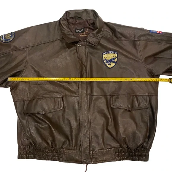 Bunkers Bay Leather Bomber Jacket - Top Gun Dealer Undercover w/ Patches - 3XL - Picture 9 of 9